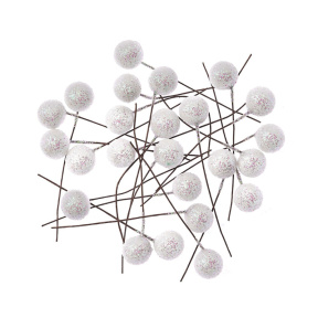 Decor pentru creație Pomușoare albe cu sclipici, 1,2 cm, 24 buc.
