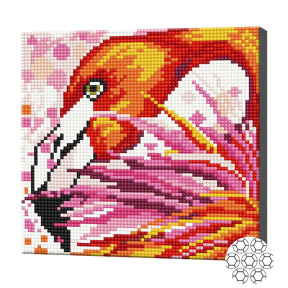 Flamingo arămiu, 20x20 cm, mozaic cu diamante