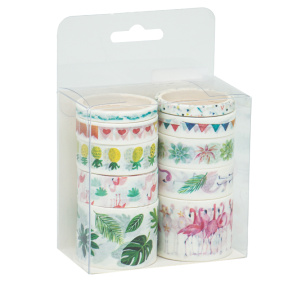 Set bandă adezivă decorativă "Flamingo", 10 rolls x 2 m