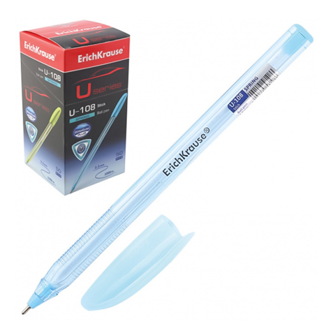 Ручка шариковая ErichKrause 1 мм U-108 Spring Stick, синяя
