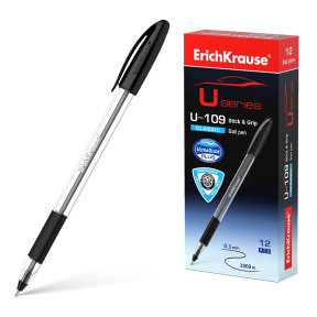 Pix cu bilă ErichKrause 1 mm, U-109 Classic Stick&Grip negru