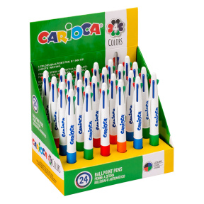 Pix cu bilă cu butoane, 4 culori Carioca, 1 mm