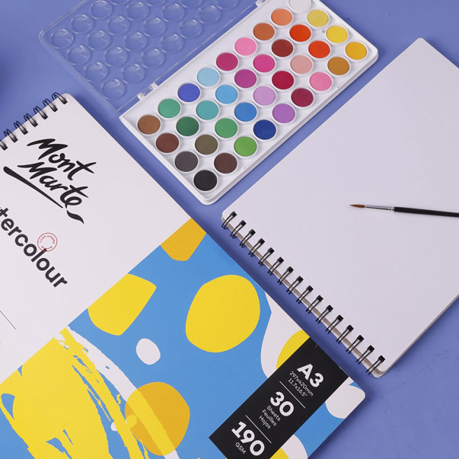 Spiral Sketchbook A4, 190 gsm, 30 foi, pentru acuarelă, hârtie groasă