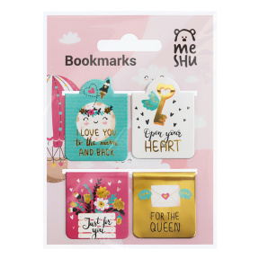 Закладка для книг магнитные 4шт., MESHU "Key to heart"