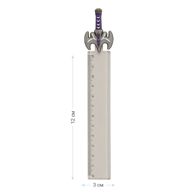 Riglă pentru copii MESHU "Grey sword" plastic, 12сm, asortiment