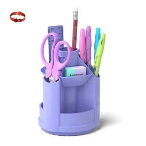 Набор настольный пластиковый ErichKrause 8 предметов Mini Desk, Pastel, фиолет, вращающийся