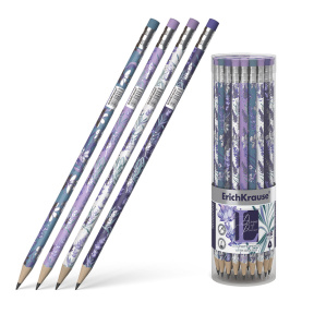 Карандаш ErichKrause Lavender HB с ластиком, трехгранный