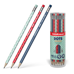 Карандаш ErichKrause Dots HB с ластиком, трехгранный