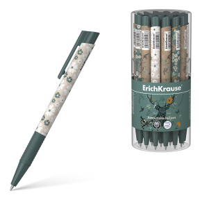Pix bilă cu buton ErichKrause 0,7 mm Natural Life Matic&Grip, albastru