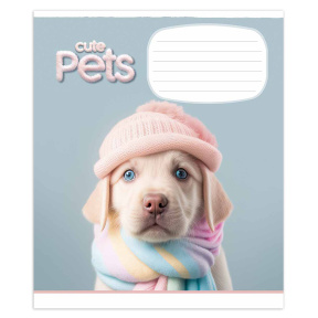 Тетрадь 12 листов, косая линейка, Школярик 3253, Cute pets