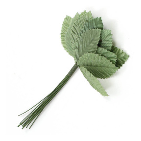 Decor pentru creație "Frunză de mesteacăn" verde, 1 buchet = 10 bucăți