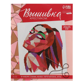 Вышивка крестиком "Полигональная вышивка" Девушка, 20 x 25 см