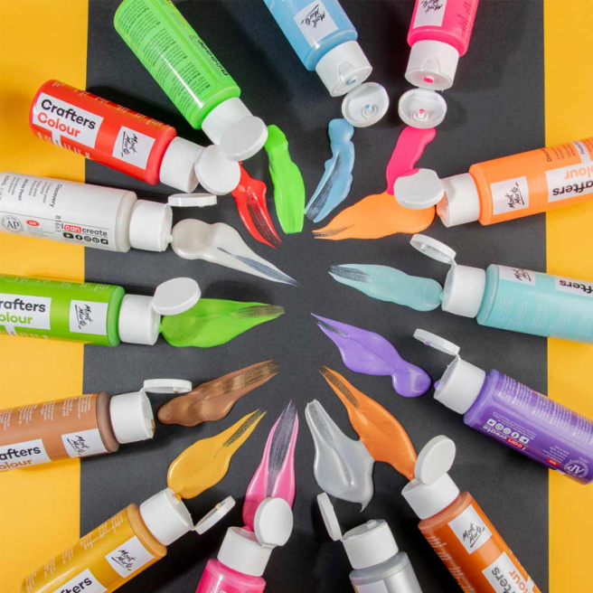 Набор акриловых красок Crafters Metallic & Fluoro 14 штук x 60 мл