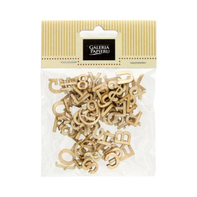 Set pentru decor GPapieru, Litere din lemn, 13 mm, 86 bucăți