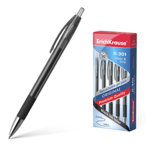 Pix bilă cu buton ErichKrause 0,5mm, R-301 Original Gel Matic&Grip negru