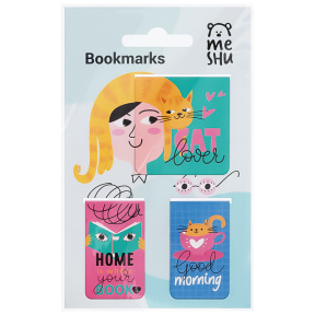Набор закладок магнитных для книг, 3 штук, MESHU "Cat lover"