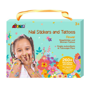Set de tatuaje și stickere pu unghii: Flori