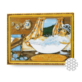 Mozaic cu diamante 40x50 cm. Pisicuță și dragon