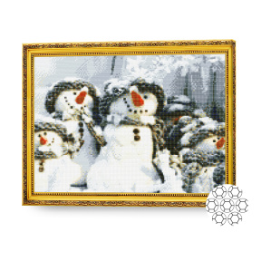 Mozaic cu diamante 40x50 cm. Omulețe de zăpadă