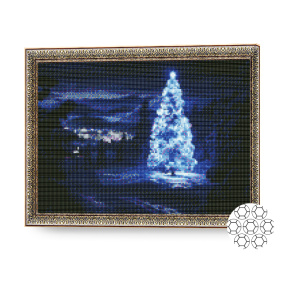 Mozaic cu diamante 40x50 cm. Bradul împodobit în pădure