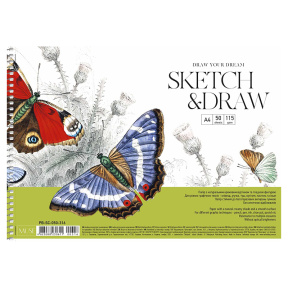 Album pentru desen cu spirală A4 DRAW YOUR DREAM 50 foi, 115 g/m2