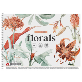 Album pentru desen cu spirală A4 FLORALS 40 foi, 120g/m2