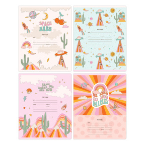 Caiet 12 foi pătrățele mari BG, Pink world