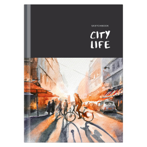 Скетчбук 100л. А5 BG "City life", глянцевая ламинация, 100г/м2