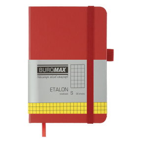 Записная книжка A6 клетка 96л. Buromax твердая обложка ETALON PU красная