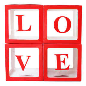 Набор коробок с окном LOVE, 30x30см, цвет красный