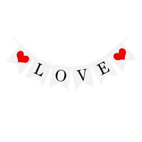 Баннер LOVE, текст+2 сердечка, цвет белый