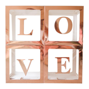 Набор коробок с окном LOVE, 30x30см, цвет розовое золото