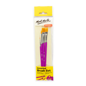 Set de pensule Discovery asortate (plată, oblică, rotunde),  4 bucăți
