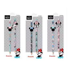 Creion Minnie Mouse HB, cu radieră, în blister (2 buc.)