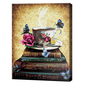 Книги и чай, 40x50 см, картина по номерам