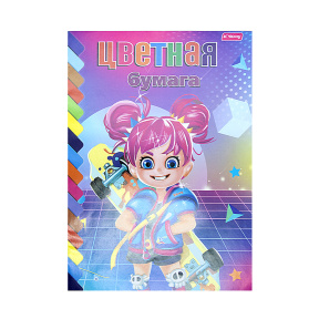 Набор цветной бумаги А4 2-стор, 10л Skate girl