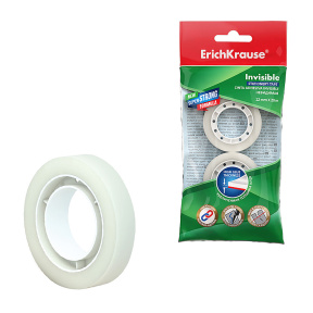 Скотч  канцелярский 12мм x 20м ErichKrause Invisible, невидимый (2шт)
