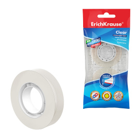 Скотч  канцелярский 12мм x 33м ErichKrause Clear, прозрачный (2шт)