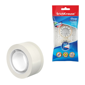 Скотч канцелярский 24мм x 20м ErichKrause Clear, прозрачный (2шт)