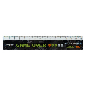 Линейка пластиковая, 15 см KITE Game Over