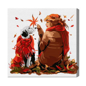 Осенние друзья 20x20 см, картина по номерам