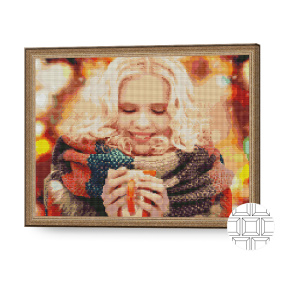 Toamna caldă 40x50 cm, mozaic cu diamante pătrate