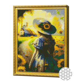 Plimbare în câmp cu floarea soarelui 30x40 cm, mozaic cu diamante