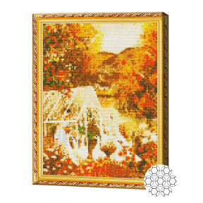 Grădină toamna 30x40 cm, mozaic cu diamante