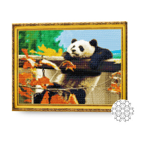 Pandă nostimă 40x50 cm, mozaic cu diamante
