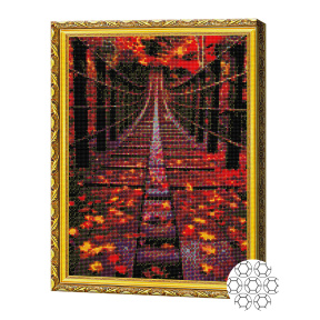 Frunze roșii 40x50 cm, mozaic cu diamante