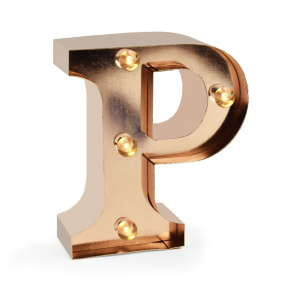 Светильник розовое, золото, 10x9x3 см, буква "P"