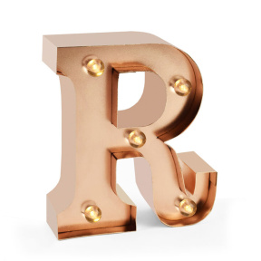 Светильник розовое, золото, 10x9x3 см, буква "R"