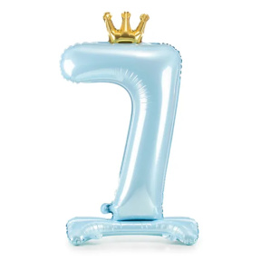 Balon Folie cu Stativ cifra „7”, 84 cm, albastru deschis