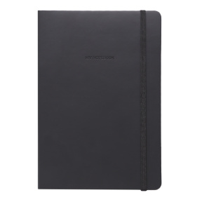 Agendă nedatată A5 pătrățele 96 foi IDEE copertă flexibilă cu elastic OBSIDIAN BLACK